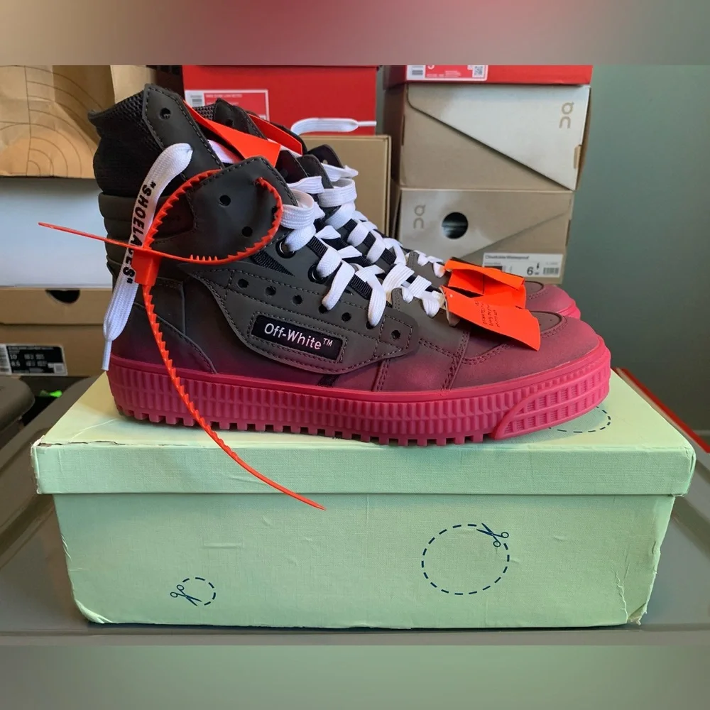 OFF-WHITE OFF COURT 3.0 Sneakers - Size 7 US / 40 EU - Grey Fuchsia Purple Shoes - Picture 5 of 15